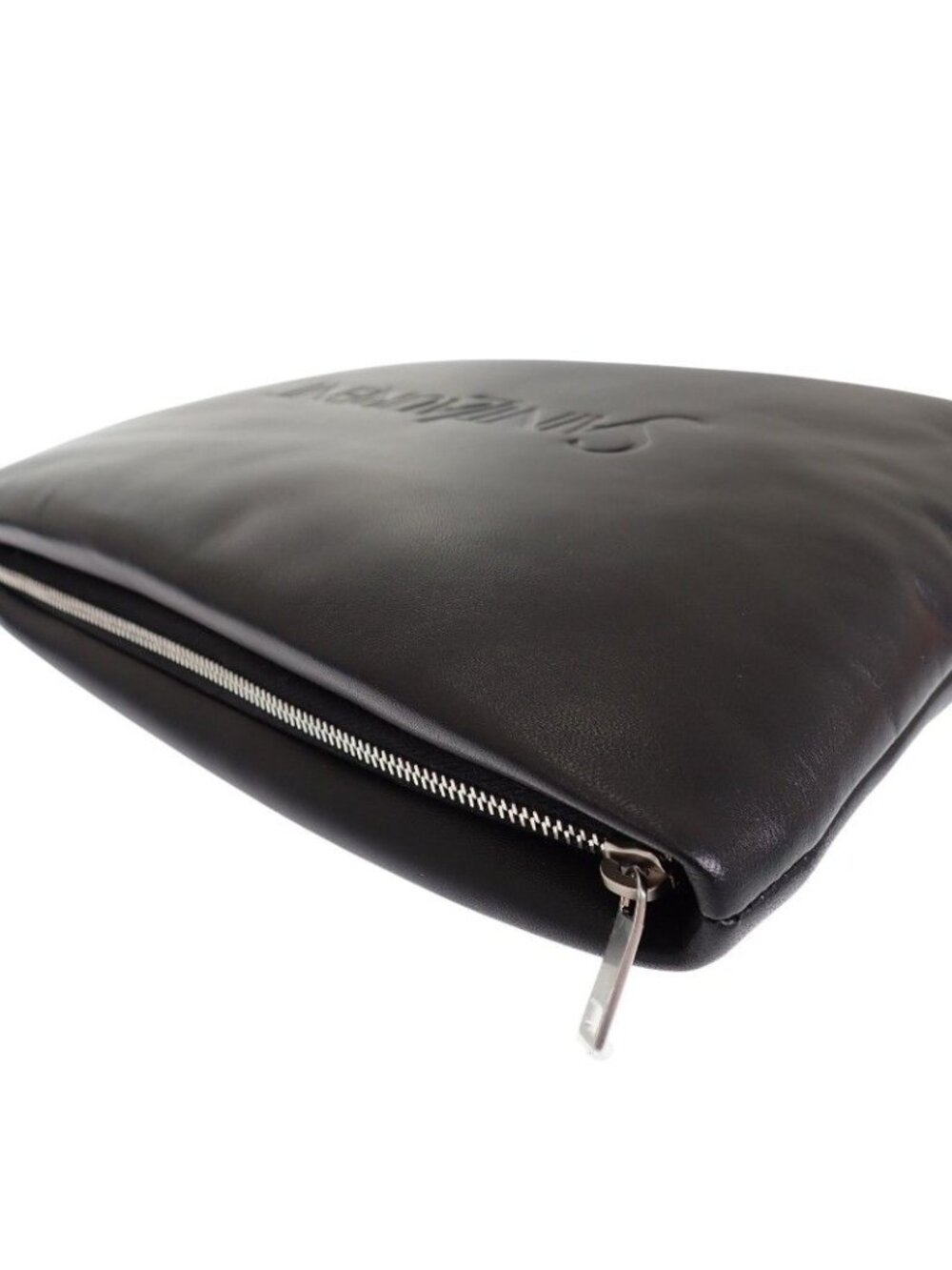 Saint Laurent Large Puffy Pouch Clutch Lambskin Black Silver - Picture 11 of 14